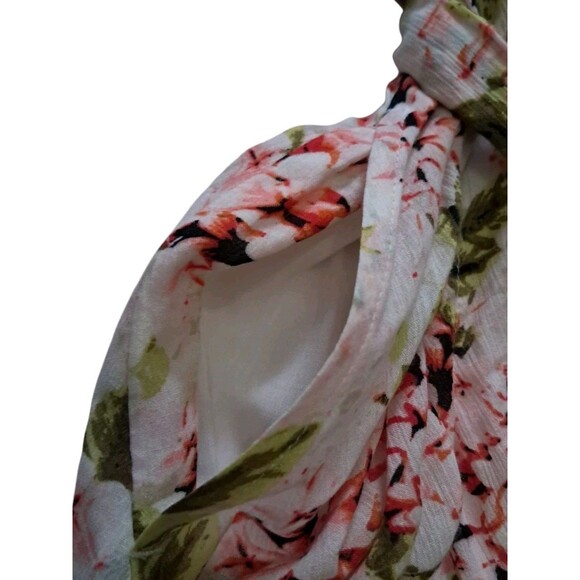 J Jill Dress Womens Large Cream Midi Pebble Hydrangea Floral Pockets Cottagecore - Picture 8 of 13